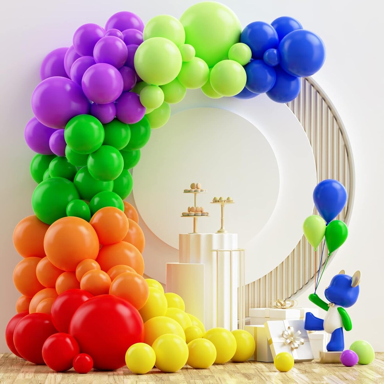 126PCS Rainbow Balloon Arch Kit – 18,12,10,5in Balloons for Parties & Weddings